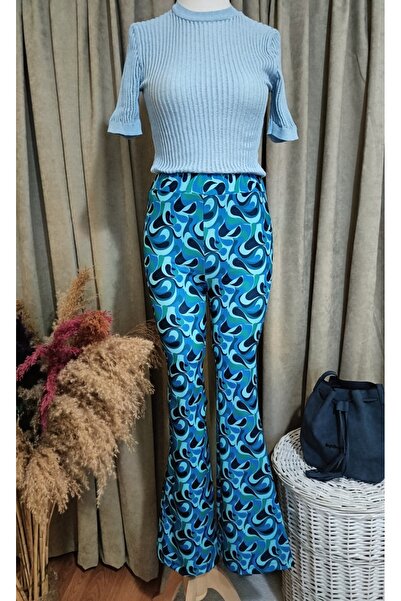 BRC MAVİ DESENLİ İSPANYOL TAYT