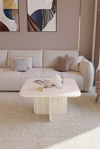 POFİTTO Noya Orta Sehpa Traverten Desenli İskandinav, Bohem