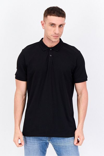 Riders by Lee Men Regular Fit Solid Short Sleeve Polo Shirt, Black