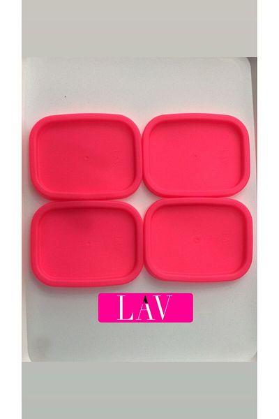 LAV 4 Pcs Replacement Storage Container Lid Pink - 405 Cc