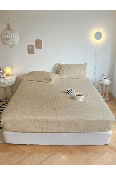 femmhome طقم ملاءات سرير رانفورس الأساسية مفرد/مزدوج/كينج (90/100/120/160/180) فرشاة ملونة