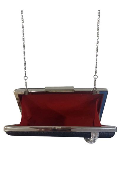 EsareModa Women's Night Black Evening Dress Handbag with Chain Strap