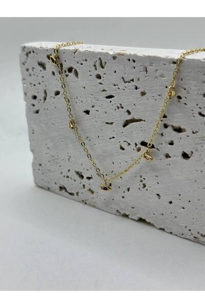 lysiaaccessory Gold Mini Zirkon Taşlı Göz Charm Kolye