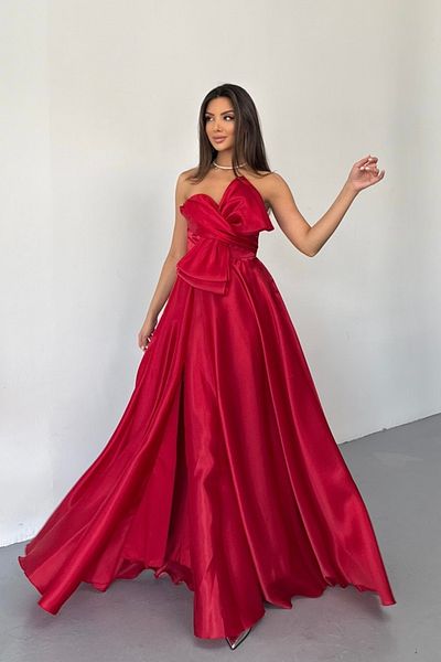 İyem Abiye Bow Princess Back Lace up Organized Evening Dress Tight Fit