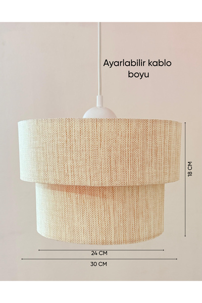 flu aydınlatma PRENSES 2 katlı Modern Doğal krem kahverengi hasır kumaş plastik Tel Sarkıt Salon Yatak Odası