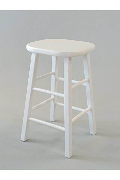 Özer Aldoğan Ahşap Bar Taburesi 60cm Beyaz Renk (35cmx35cm)