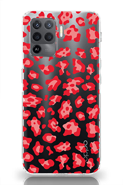 moonset Oppo Reno 5 Lite Uyumlu Leopar Desen Tasarımlı Baskılı Şeffaf Telefon...