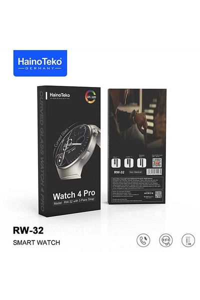 haino teko germany Hino Teko RW32 Smart Watch with AMOLED HD IPS Screen and Curved Glass with Three Bands, Black