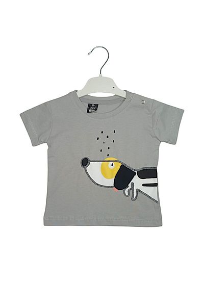 For My Baby Luqqa- Baby Boy 2-Piece Bottom Top Set Gray Yellow T-Shirt Printed Tshirt Karyoka Detailed T-Shirt