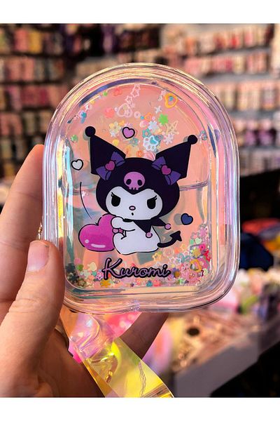 SoBien Transparent Kuromi Patterned Children's Wallet with Glittery Water Keychain 1 Piece