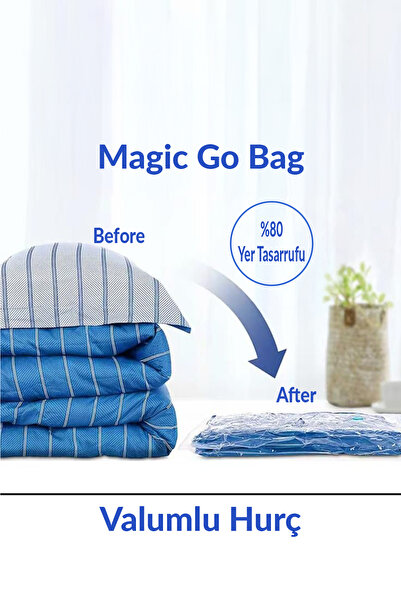 Vakum Hurcu (3 ADET) Vakumlu Poşet Seti 90 Cm X 120 Cm (MEGA JUMBO BOY) Çift Kişilik Yorgan Vakumlu Hurç