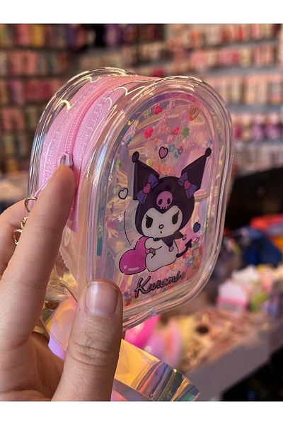 SoBien Transparent Kuromi Patterned Children's Wallet with Glittery Water Keychain 1 Piece