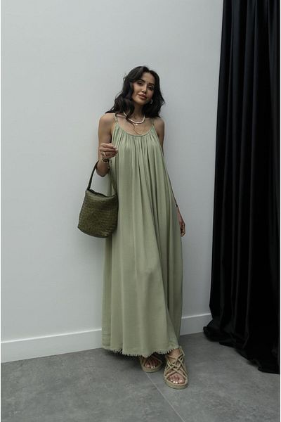 Bak'ap Rochie boemă Tril Tril de vară lungă Perry Premium Linen cu bretele reglabile