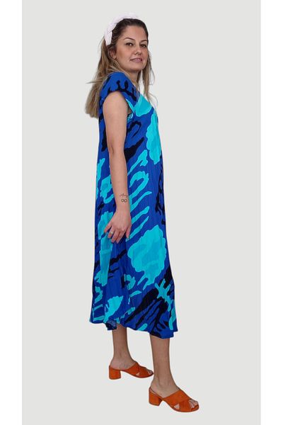 enmodaiçgiyim Rochie de dama din tesatura din vascoza cu model Picasso