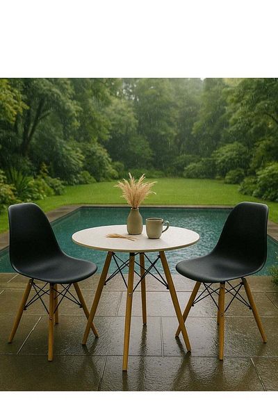 ALMUFARREJ Set of 2 Plastic Chairs with Wooden Legs Without a Table