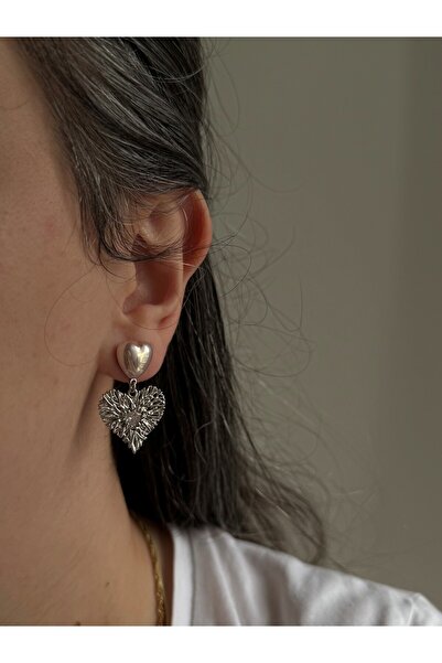 Owentis Steel Silver Pearl Heart Model Waverly Earrings -Not Tarnish-