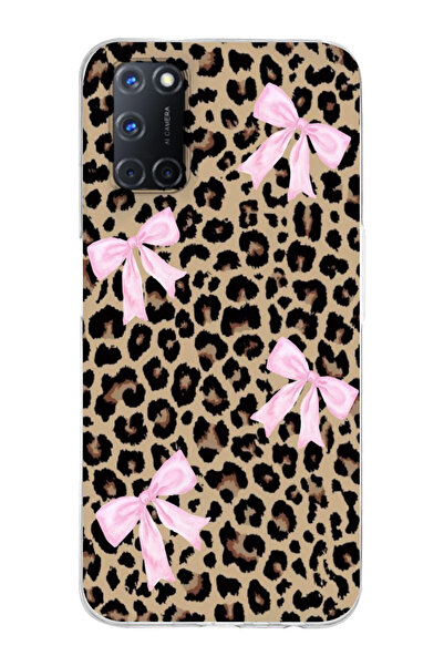 moonset Oppo A52 / A72 / A92 Uyumlu Leopar ve Fiyonk Tasarımlı Baskılı Şeffaf...