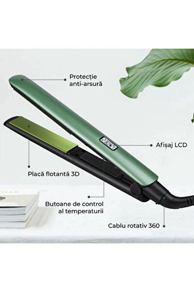 Regal Bliss Placă de îndreptat părul cu înveliș ceramic, încălzire rapidă, 5 trepte de temperatură, ecran LCD