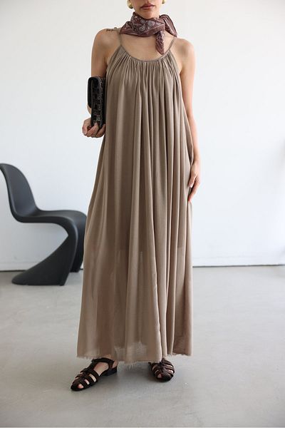 Bak'ap Rochie boemă Tril Tril de vară lungă Perry Premium Linen cu bretele reglabile
