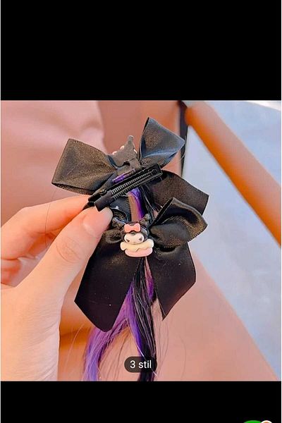 EMKSHOP نظارات Kuromi ذات التفاصيل المفصلة للحماية من الأشعة فوق البنفسجية 400 على الطراز الاسكندنافي مع مشبك مشبك على شكل فيونكة وتفاصيل شعر متدلية