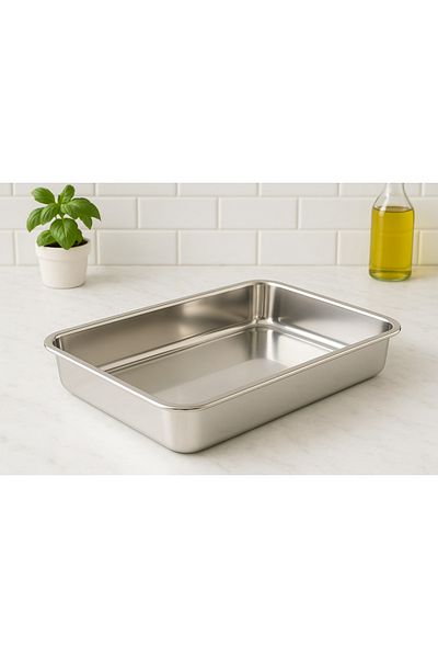 ALMUFARREJ Stainless Steel Rectangle Deep Tray 30x42xH7cm