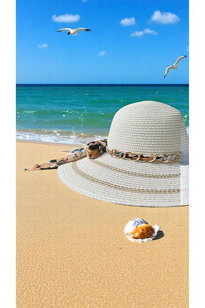 Deeplively Women's Straw Hat Summer Beach Hat Premium Quality - Foldable - Adjustable to Head