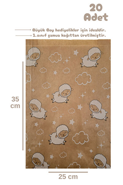 Dekals 20 Adet Hediye Poşeti Büyük Boy  Temalı Hediye Paketi 25x35