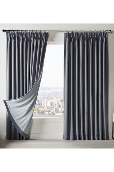 MebelPort Curtain Dauble Blackout Blackout Curtain Single Wing 1X2 American Pleated Background Curtain