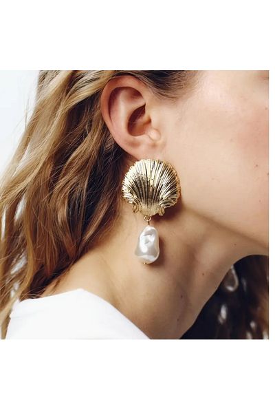 mos&more Pearl Mussel Brand Gold Women Earrings