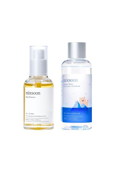 mixsoon Essential Glass Skin Duo Set moisturizer korean skin care (Bean Essence + Glacier Water Hyal