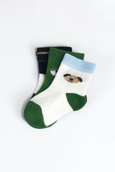 Aziz Bebe Baby Boy Basic Seamless 3-Piece Socks 0 Months - 36 Months
