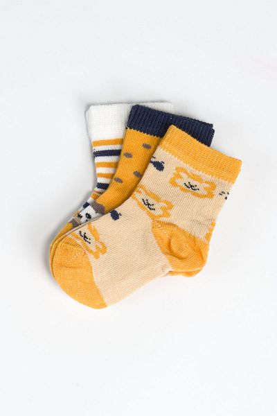 Aziz Bebe Baby Boy Basic Seamless 3-Piece Socks 0 Months - 36 Months