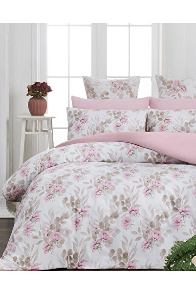 Pure Rose Çift Kişilik Nevresim Seti %100 Pamuk.888ANTRASİTROSE