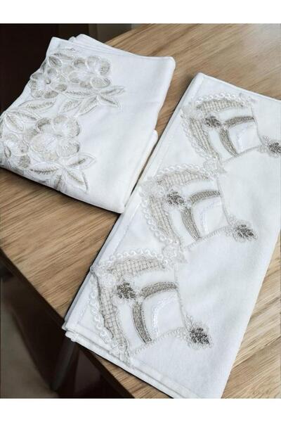 Dantelux 2-шаровий французький весільний комплект 50x90 оксамитовий рушник для рук і обличчя