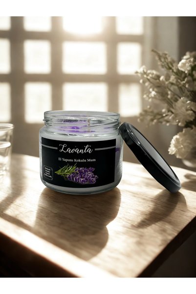 Verda Desing El Yapımı Mükemmel Lavanta Kokulu Kavanoz Mum