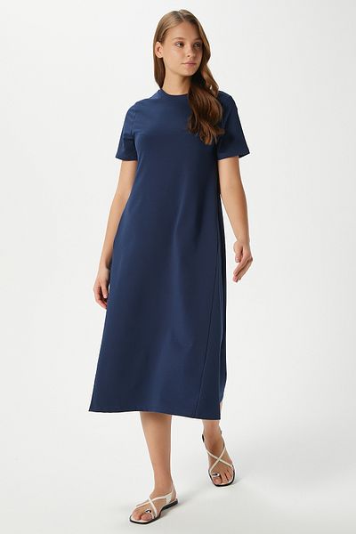 Ritnice Rochie de vară din bumbac pieptănat, albastru închis, cu buzunare Hanna, 14266