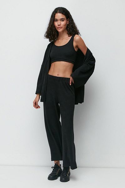 C&City Corded 3-Piece Dressing Gown Set 9130 Black