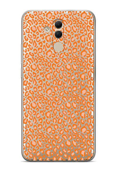 moonset Huawei Mate 20 Lite Uyumlu Turuncu Leopar Tasarımlı Baskılı Şeffaf Te...