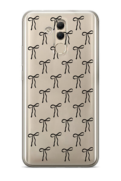 moonset Huawei Mate 20 Lite Uyumlu Siyah Fiyonk Tasarımlı Baskılı Şeffaf Tele...