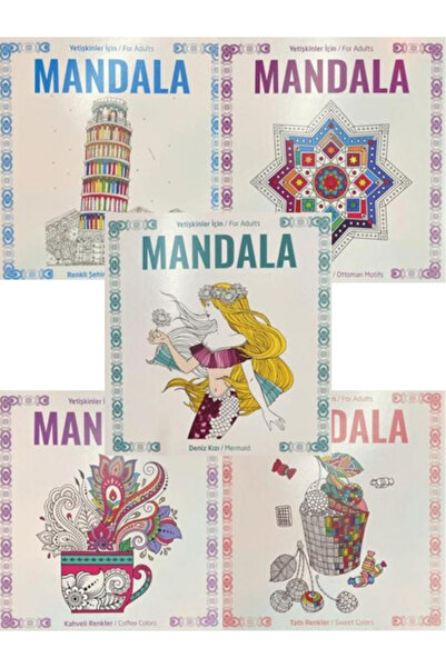 Pembe Yayınevi Mandala Boyama Kitabı - Yetişkinler İçin Stres Önleyen 5 Kitap
