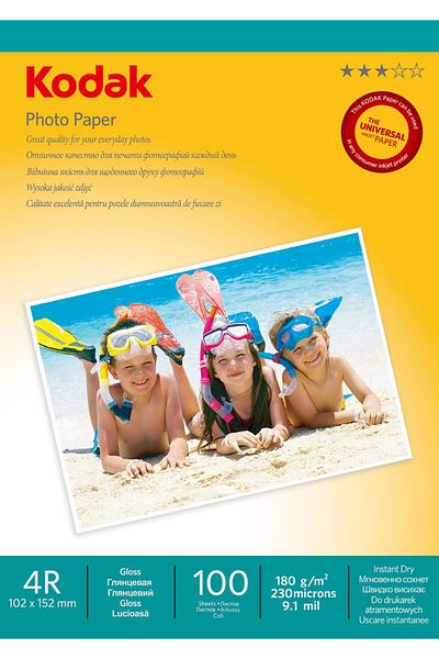 Kodak 180 Grams 10X15 Glossy 100 Pcs Inkjet Photo Paper