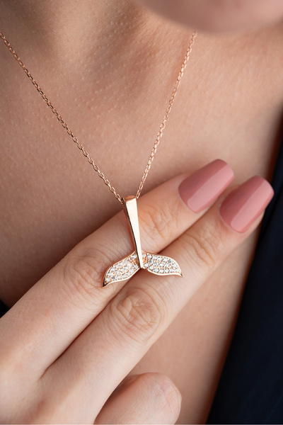 Silvano Jewelry 925 Ayar Gümüş Balina Kuyruğu Kolye