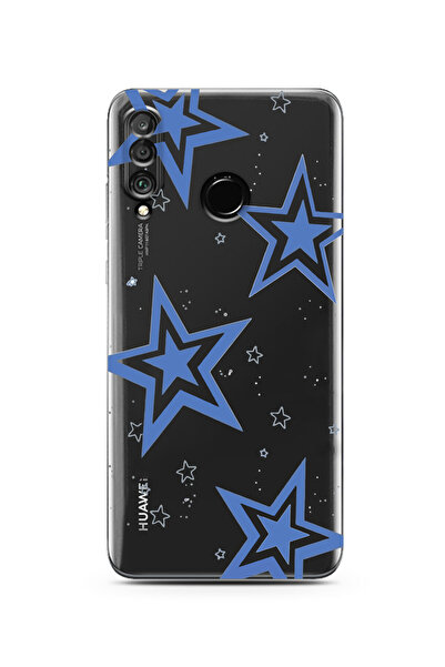 moonset Huawei P30 Lite Uyumlu Yıldız Tasarımlı Baskılı Şeffaf Telefon Kılıfı