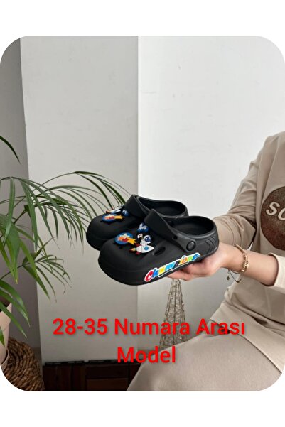 Behtah Kundura Kız Erkek Çoçuk Önü Kapalı Bahçe Havuz Günlük Sandalet Kaymaz Taban Terlik 6 Adet Süs Hediyeli