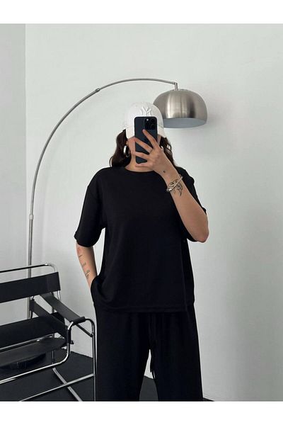 Melike Bakar Boutique Modal Fabric Short Sleeve Tracksuit Set