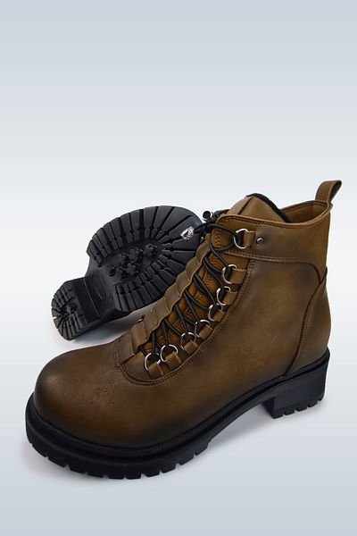 Gold Step Zippered Brown Women's Boots 24K-1191K
