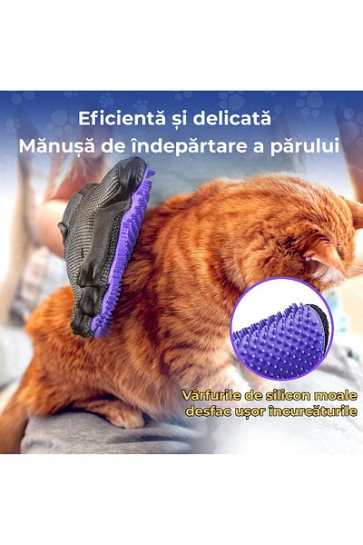 Fish & Paws Fish & Paws® Brush Glove for Dogs and Cats, Effectively Removes Hair, Purple.