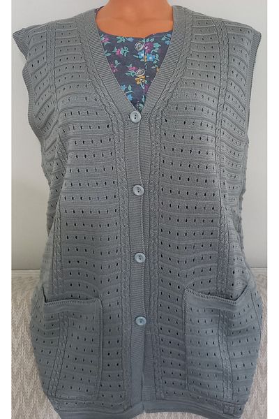 Anne Er Clothing Mom سترة تريكو موسمية بجيوب رمادية
