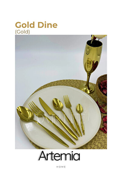DMR LİFE Gold Dine 72 Piece Fork Spoon Knife Set |   Gold |   12 People |   18/10 Stainless Steel
