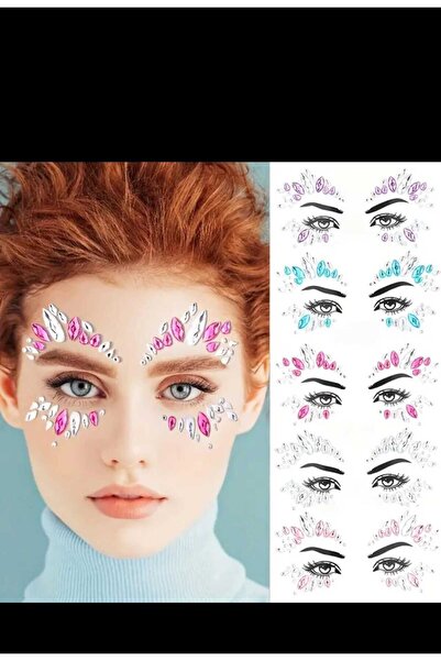 EMKSHOP YÜZ TAŞI RENKLİ 3D PARLAK GÖZ SÜSLEME YAPIŞKAN FACE STİCKER